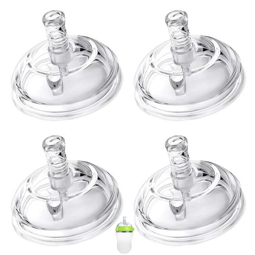 Straw Sippy Cup Nipples for Comotomo Baby Bottles, Transition Cup Food Grade Silicone Soft Nipple, 8m+, Pack of 4