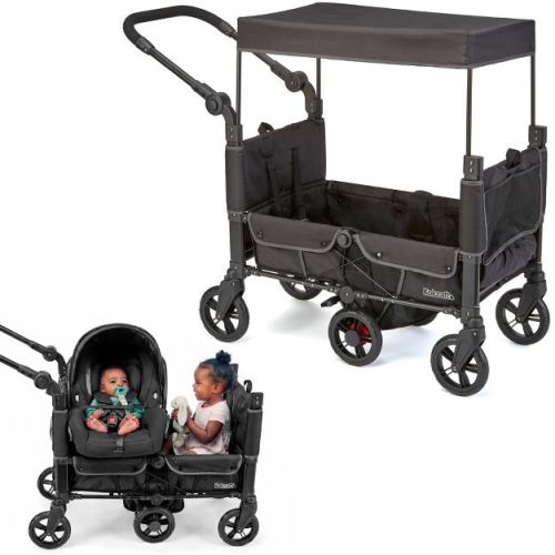 Kolcraft Cloud 360 Plus Double Stroller Wagon with Infant Car Seat Adapter - Black
