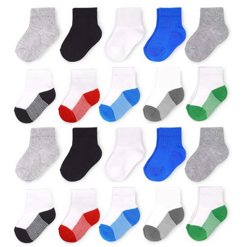 Fruit of the Loom Baby and Toddler Boy Ankle Socks, 20-Pack, Size 6M-5T