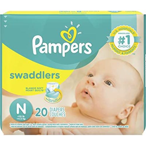 Pampers Swaddlers Diapers Size N 20 Count Pack of 2 (Total of 40 Pampers)