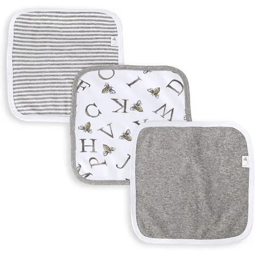 Washcloths, Absorbent Knit Terry, Super Soft 100% Organic Cotton