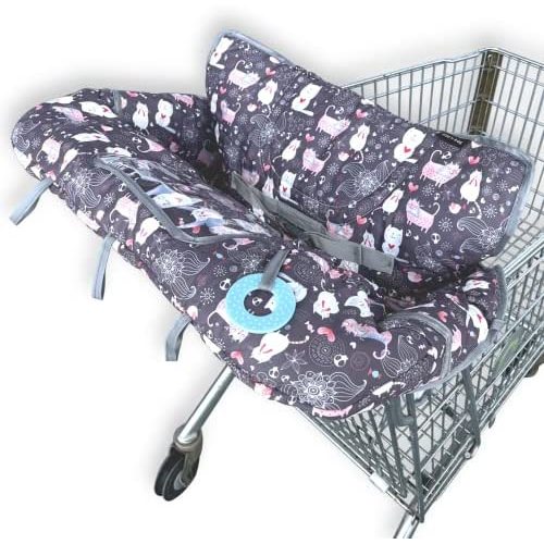 Shopping Cart Cover for Baby and High Chair Cover 2 in 1- for Boy or Girl - Soft Padded with Phone Holder, Bottle Strap, Teether - Easy to Fold - Machine Washable - Perfect Baby Shower Gifts or Favors