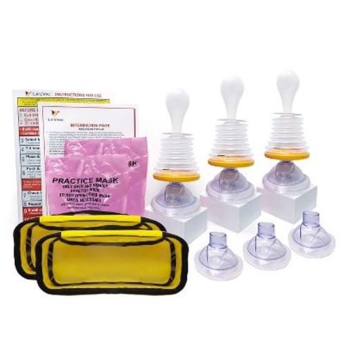 LifeVac Yellow Family Combo Kit - Portable Suction Rescue Device, First Aid Kit for Kids and Adults, Portable Airway Suction Device