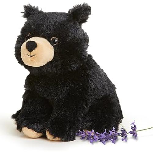 warmies Junior Microwavable & Weighted Stuffed Animals, Black Bear - Heated Stuffed Animal Plushie for Warmth & Comfort - Cute Soft Plush Toys for Adults & Children (Boys, Girls, Babies & Toddlers)