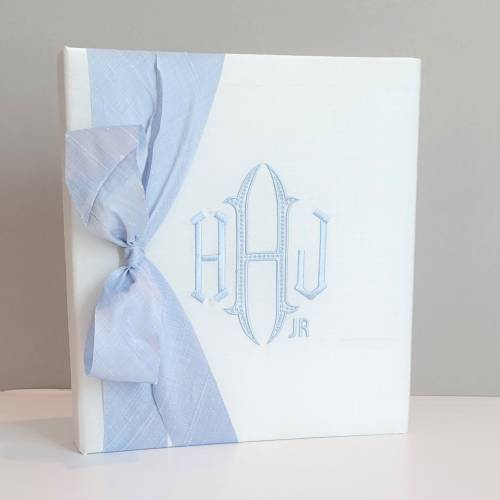 Monogrammed Silk Baby Book: Heirloom Memory Keepsake