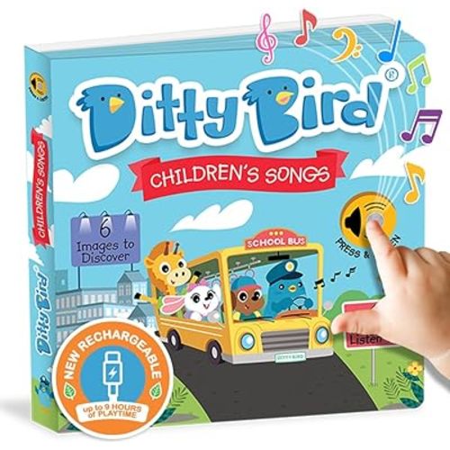 Ditty Bird | Children’s Songs | Interactive musical Book for toddlers 1- 3 | Nursery Rhymes Musical Books | Wheels on the Bus