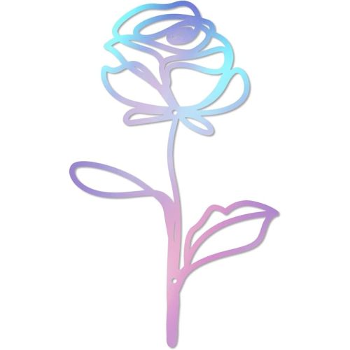 Putuo Decor Metal Flower Wll Decor Blue Purple Rose Minimalist Floral Wall Sculpture Outline Wall Art Hanging Artwork for for Bedroom Bathroom Hallway