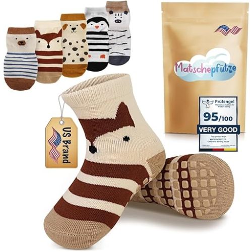 Toddler Socks with Grippers - Cotton Non Slip - Nonslip Socks - Baby Grip - Infant (US, Age, 0 Months, 12 Months, Zoo)