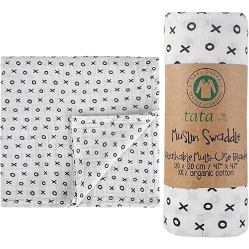 ® Muslin Baby Blankets | Swaddle for Newborns | 100% Organic Cotton Gauze Receiving Blanket Soft, Silky & Breathable for Girls & Neutral Gender | Baby Essentials | 47 x 47 inches