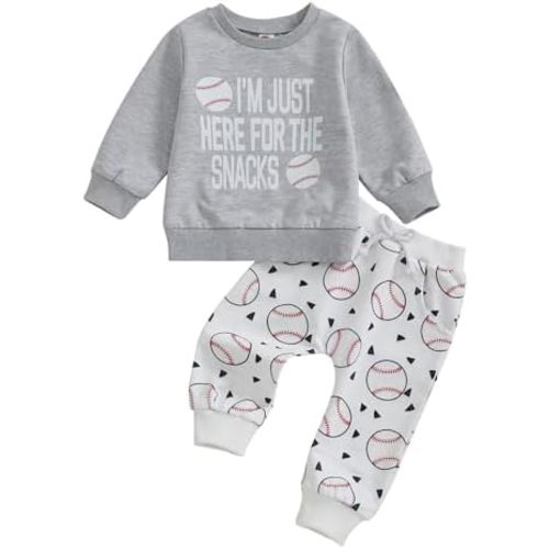 Toddler Baby Boy Baseball Outfit Sweatshirt Top Baseball Jogger Pants Set Sweatsuit 2Pcs Infant Fall Winter Clothes