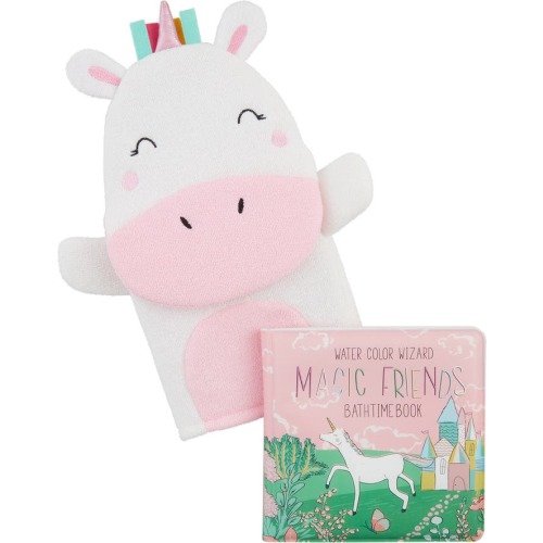 Mud Pie Unicorn Bath Book Set, White