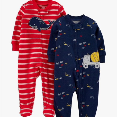 Simple Joys by Carter's Baby Boys' 2-Way Zip Thermal Footed Sleep and Play, Pack of 2