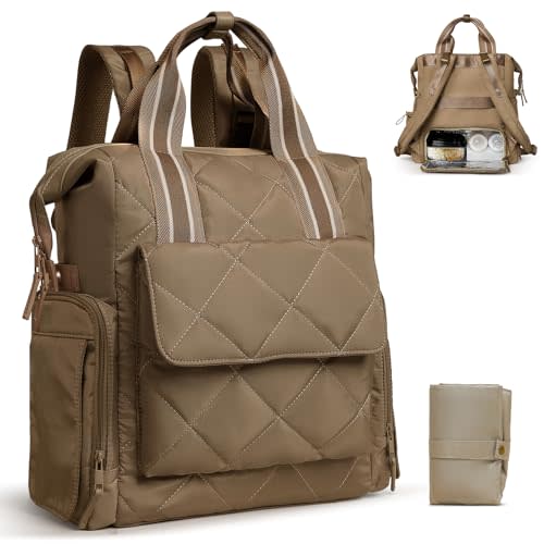 Omanmoli Diaper Bag Backpack Quilted Baby Bag Travel Breast Pump Backpack | 11 Organizing Pouches,Large Insulated Cooler Compartment,Wipe Pocket,Insulated Pocket,Stroller Straps,Changing Pad