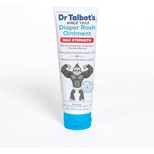 Dr. Talbot's Maximum Strength Diaper Rash Ointment - 4 oz - Zinc Oxide Skin Protectant with Peruvian Balsam - Treats and Prevents Rash
