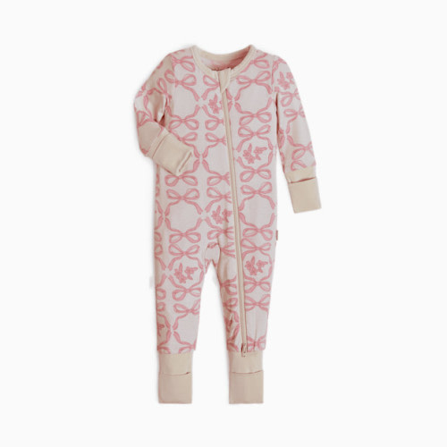 Tiny Kind Bamboo Viscose Convertible Footie Printed - Pink Bows, 0-3 M