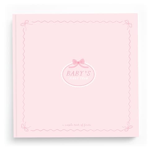 Lucy Darling Bowkissed Blush Baby Memory Book – First Year Journal, 5-Year Milestone Scrapbook & Photo Album – Keepsake for Baby Boy or Girl – Ideal Gift
