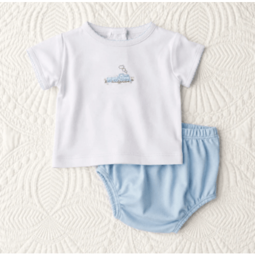 Choo Choo Train Hand-Embroidered Diaper Cover Set