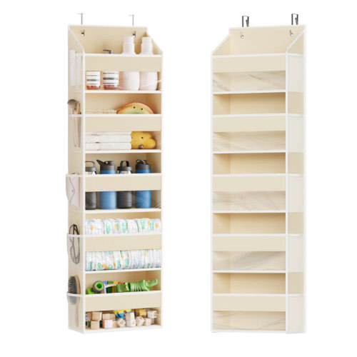 SpaceAid Over-The-Door Organizer With 5 Large And 10 Mesh Side Pockets – Hanging 5-Layer Storage With Clear Windows For Bedroom, Bathroom, Or Pantry, White | Wayfair