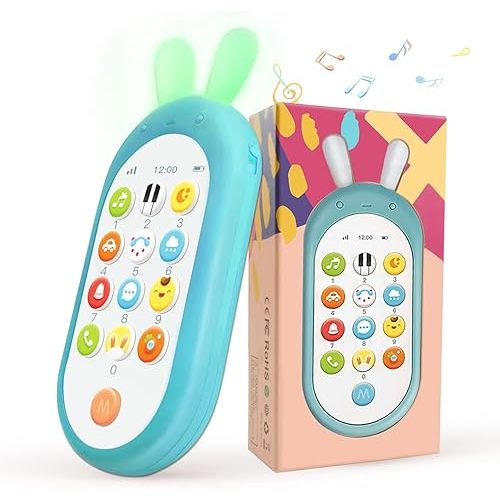 Richgv Baby Cell Phone Toy - Sensory Learning Toys with 12 Functions, 6 to 12 Months, Light & Multi Sound Effects, Teething Toys for Babies & Infant Gifts