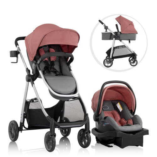 Evenflo Omni Plus Travel System with LiteMax Infant Car Seat, Shasta Pink