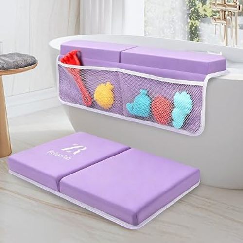 Baby Bath Kneeler and Elbow Rest Pad Set,2Inch, Bathtub Kneeling pad,Purple