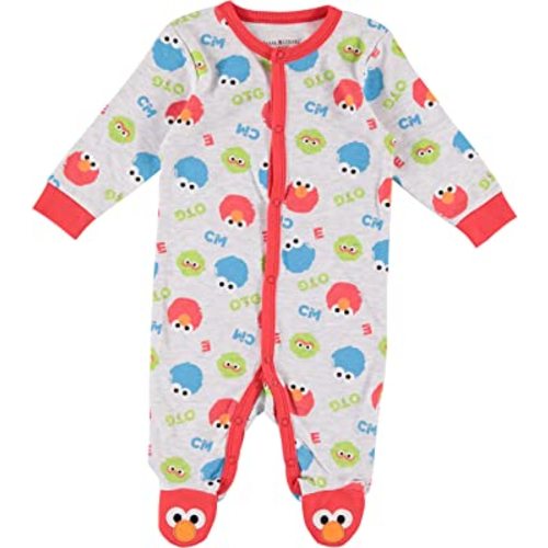 Sesame Street Baby Boys One Piece Sleeper - Footed Baby Pajamas - Baby Boy Clothes - Footie Pajamas