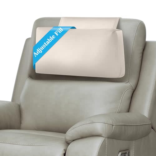 Recliner Headrest Pillow, Adjustable Comfort Neck & Head Support Pillow | Soft Velvet, Weighted Non-Slip Flap, Adjustable Filling, Washable Cover, for Recliners, Sofas, Office Chairs