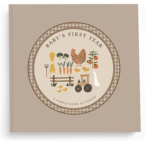 Lucy Darling Little Farmer Baby Memory Book – First Year Journal, 5-Year Milestone Scrapbook & Photo Album – Rustic Farming Adventure Keepsake for Baby Boy or Girl