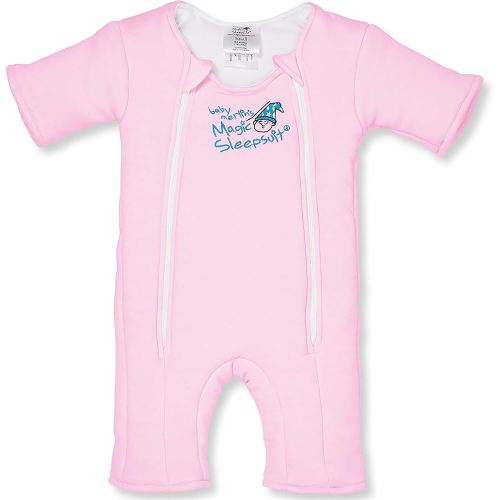 Magic Sleepsuit Baby Merlin's Cotton Baby Swaddle Transition Product - Soft and Breathable Design, Double Zipper for Easy Diaper Changes, Promotes Safe Sleep - Pink - Large 18-21lbs