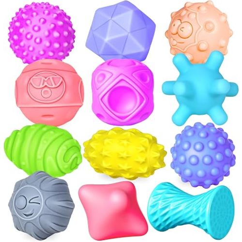 Ynanimery 6 Pack Sensory Balls for Toddlers 1-3, Sensory Baby Toys 6-12 Months, Montessori Toys for Babies 6-12 Months Infant Squeeze Sensory Toys Soft Multi Ball Set Gifts with Bright Color Textured