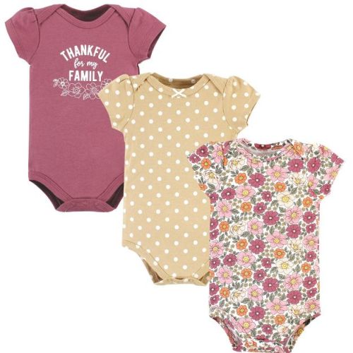 Luvable Friends Hudson Baby Bodysuits 3pk, Harvest Bloom, 3-6M
