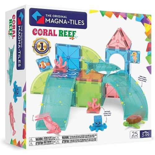 MAGNA-TILES Coral Reef 25-Piece Magnetic Construction Set, The Original Magnetic Building Brand