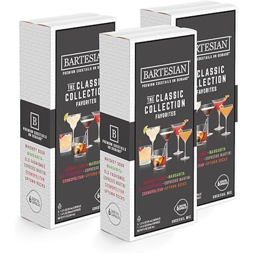 Bartesian The Classic Collection Favorites Cocktail Mixer Capsules, Variety Pack of 18 Cocktail Capsules, for Bartesian Premium Cocktail Maker