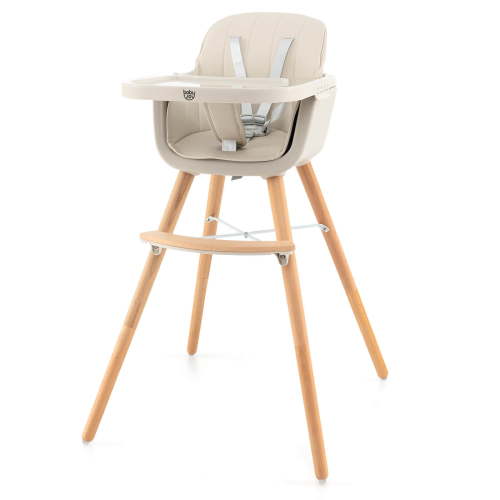 Babyjoy 3 in 1 Convertible Wooden High Chair Baby Toddler Highchair w/ Cushion Beige - Walmart.ca