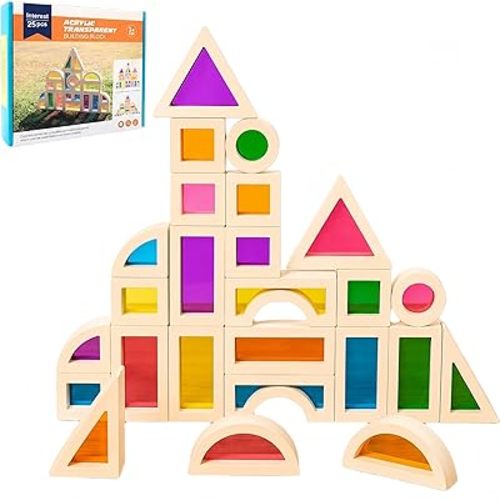Rainbow Acrylic Blocks, 25 PCS Translucent Light Table Building Set