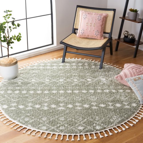 SAFAVIEH Berber Fringe Shag Leatha Trellis Rug