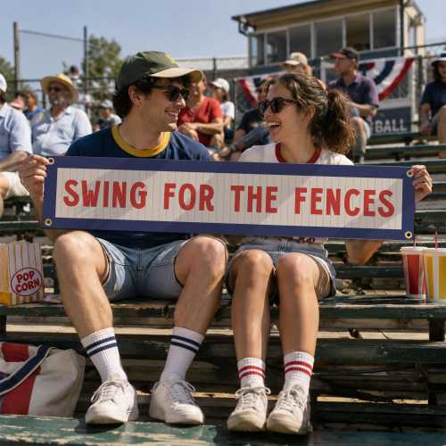 Swing For The Fences Felt Sign Banner | Vintage Baseball Banner, Inspirational Kids Room Decor, Sports Fan Wall Art Print. Player Coach Gift