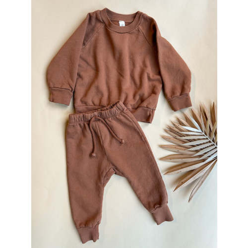 Organic Cotton Fleece Joggers + Sweatshirt Outfit Set | Sienna