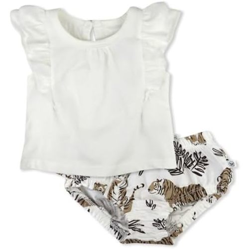 HonestBaby Romper and Ruffle Bodysuit Dress 100% Organic Cotton for Infant Baby and Toddler Girls