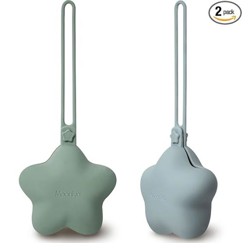 Moonkie Silicone Pacifier Holder Case, Cute Portable Pacifier Storage Case, 2 Pack
