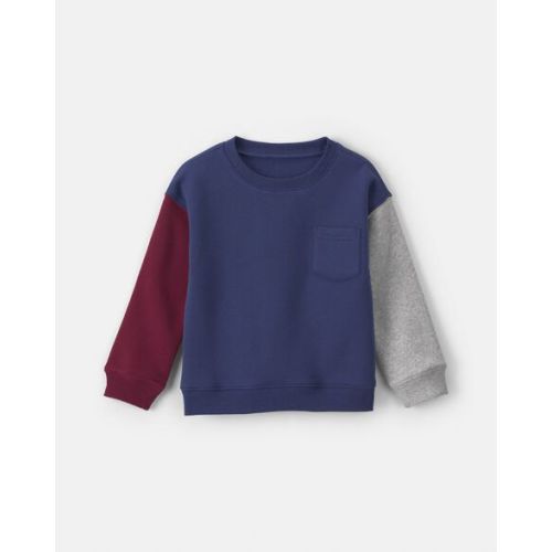 Toddler Boy Color Block Fleece Pullover Sweatshirt - Navy Blue/Burgundy/Grey | Carter's