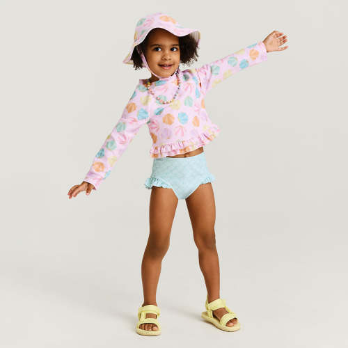 Seashells Pink Girls Two Piece Swimsuit | Shelly Pink