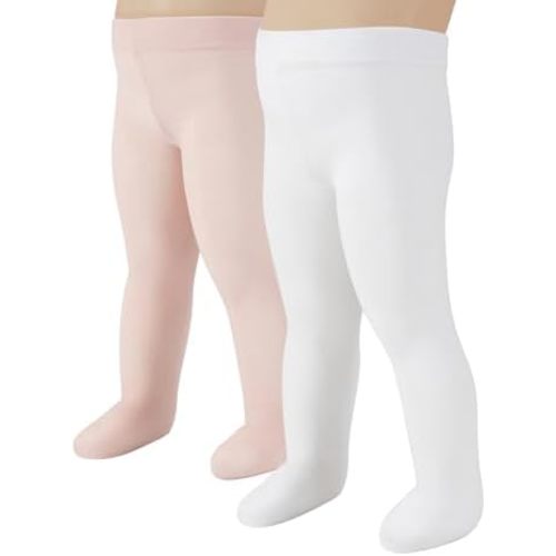 CALZITALY 2 Pairs - Baby Girl Plain Microfibre Semi Opaque Pantyhose | Newborn Pantyhose | 40 Den | 3 To 24 Months