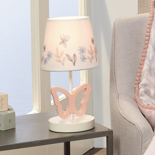Baby Blooms Pink Butterfly Nursery Lamp with Floral Shade & Bulb | Wayfair