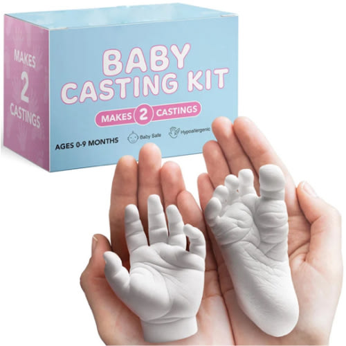 Sakerplus® Baby Footprint And Hand Casting Kit for Newborn Keepsakes, Complete DIY Mold and Casting Set with Safe Non-Toxic Materials, Detailed Impressions for Hands and Feet, Perfect Baby Shower Gift and Christmas Present for New Parents, Easy Mix and Mo