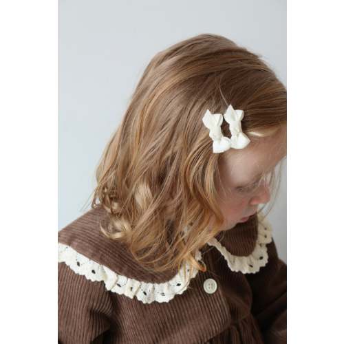 PETITE SILK RIBBON BOW SET | CREAM