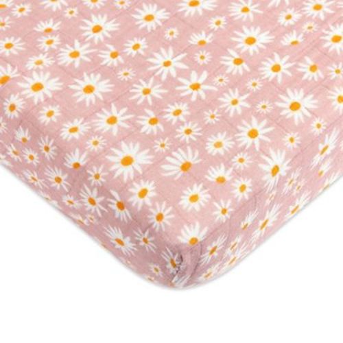 Babyletto Mini Crib Sheet in GOTS Certified Organic Muslin Cotton - Daisy