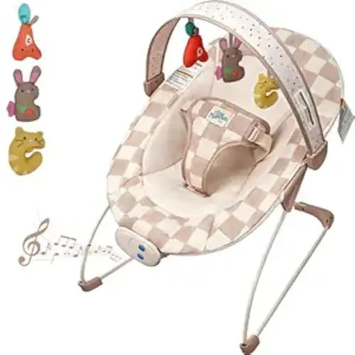 Tiny Marvels Baby Bouncer, Baby Bouncer Seat with Music for 0-6M, 20lbs