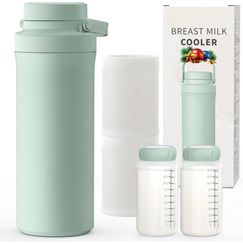 Xaproo 22oz Breast Milk Cooler Bottle, Breastmilk Cooler with 360° Cooling for 24 Hours, Portable Milk Chiller for Breastmilk with 2pcs Baby Bottles, Breast Milk Storage Bags for Baby, BPA-Free