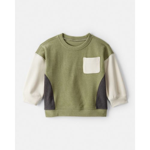 Baby Boy Colorblock French Terry Long-Sleeve Pullover Sweatshirt - Green | Carter's